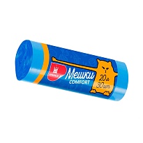Мешки для мусора 20 л, синие, в рулоне 30 шт., ПНД, 8 мкм, 500х400 мм, Comfort, М0017 (МН 20-30с) в Бору