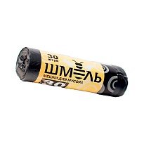 Мешки для мусора 30 л, черные, в рулоне 30 шт., ПНД, 7 мкм, 600х500 мм, ШМЕЛЬ, 4625 в Бору