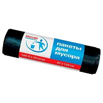 Мешки для мусора 160 л, черные, в рулоне 20 шт., ПВД, 30 мкм, 1200х870 мм, PACLAN Professional, 604082 в Бору