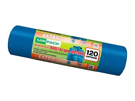 Мешки для мусора 120 л, синие, в рулоне 10 шт., ПНД, 14 мкм, 1100х700 мм, EXTRA, ex1201802 в Бору