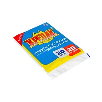 Мешки для мусора 20 л, с ручками, черные, в пачке 20 шт., ПНД, 10 мкм, 550х440 мм, Крепак, 4607075710085 в Бору