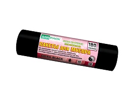 Мешки для мусора 180 л, ароматизированные, черные, в рулоне 10 шт., ПВД, 50 мкм, 1100х930 мм, EXTRA black, 18008301 в Бору