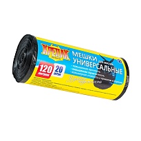 Мешки для мусора 120 л, черные, в рулоне 20 шт., ПНД, 15 мкм, 1100х700 мм, Крепак, 4607075710207 в Бору