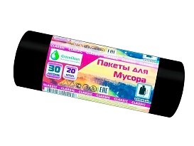 Мешки для мусора 30 л, черные, в рулоне 20 шт., ПНД, 7 мкм, 600х500 мм, MIRPACK Classik, 302040 в Бору