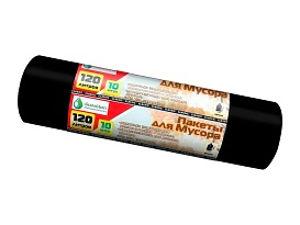 Мешки для мусора 120 л, черные, в рулоне 10 шт., ПНД, 12 мкм, 1100х700 мм, MIRPACK Classik, 1201011 в Бору
