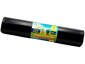 Мешки для мусора 200 л, ароматизированные, черные, в рулоне 10 шт., ПВД, 100 мкм, 1200х800 мм, Добрыня, Dob20010black в Бору