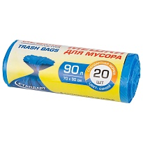 Мешки для мусора 90 л, синие, в рулоне 20 шт., ПНД, 14 мкм, 900х700 мм, LAIMA ULTRA, 607693 в Бору
