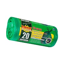 Мешки для мусора 20 л, биоразлагаемые, с ручками, черные, в рулоне 30 шт., ПНД, 10 мкм, 550х440 мм, Крепак, 4607075710047 в Бору