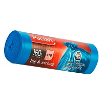 Мешки для мусора 160 л, синие, в рулоне 10 шт., ПВД, 21 мкм, 1200х870 мм, PACLAN Big&Strong, 604075 в Бору
