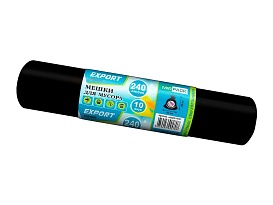 Мешки для мусора 240 л, черные, в рулоне 10 шт., ПВД 80 мкм, 1300х930 мм, EXPORT, exp 24010167 в Бору
