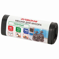 Мешки для мусора 90 л, черные, в рулоне 10 шт., ПВД, 25 мкм, 950х600 мм, LAIMA, 605332 в Бору