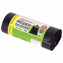 Мешки для мусора 30 л, черные, в рулоне 30 шт., ПНД, 7 мкм, 550х480 мм, Любаша, 608089 в Бору