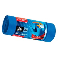 Мешки для мусора 160 л, с ушками, синие, в рулоне 10 шт., ПВД, 30 мкм, 1250х900 мм, PACLAN Multitop, 604064 в Бору
