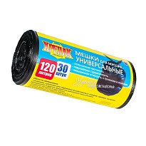 Мешки для мусора 120 л, черные, в рулоне 30 шт., ПНД, 15 мкм, 1100х700 мм, Крепак, 4607075710122 в Бору