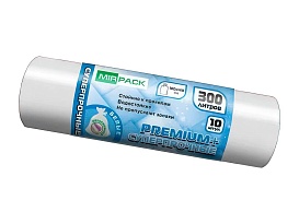 Мешки для мусора 300 л, белые, в рулоне 10 шт., ПВД 70 мкм, 1400х1000 мм, PREMIUM+, 300101602 в Бору