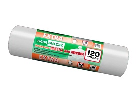 Мешки для мусора 120 л, белые, в рулоне 10 шт., ПНД, 14 мкм, 1100х700 мм, EXTRA, ex1201803 в Бору