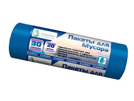 Мешки для мусора 30 л, синие, в рулоне 20 шт., ПНД, 7 мкм, 600х500 мм, MIRPACK Classik, 302041 в Бору