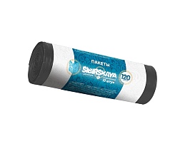 Мешки для мусора 120 л, черные, в рулоне 10 шт., ПНД, 14 мкм, 1100х700 мм, SIBIRSKAYA, 101-008 S в Бору