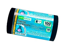 Мешки для мусора 100 л, черные, в рулоне 10 шт., ПВД, 70 мкм, 1000х600 мм, PREMIUM+, 1001076 в Бору