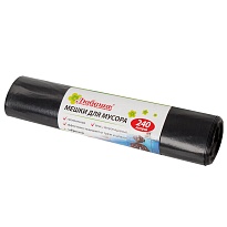 Мешки для мусора 240 л, черные, в рулоне 5 шт., ПВД 30 мкм, 1300х900 мм, Любаша, 605338 в Бору