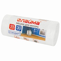 Мешки для мусора 35 л, белые, в рулоне 30 шт., ПНД, 6 мкм, 550х480 мм, LAIMA, 605538 в Бору