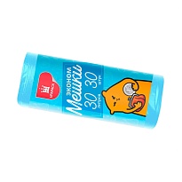 Мешки для мусора 30 л, синие, в рулоне 30 шт., ПНД, 5 мкм, 560х480 мм, Эконом, МЭ3841 (ПМ-30-30) в Бору